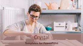  Presentation with ceramic ware - PPT layouts featuring woman-working-with-clay background and a coral colored foreground