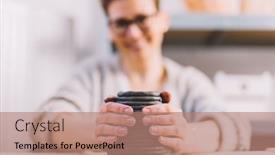  Presentation with ceramic ware - Theme enhanced with woman-working-with-clay background and a  colored foreground