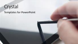  Presentation with digital pen - Amazing presentation design having woman working with stylus backdrop and a  colored foreground