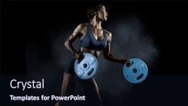  Presentation with barbell - Colorful slide deck enhanced with woman-workout-with-disc-barbell backdrop and a wine colored foreground