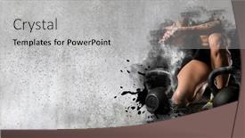  Presentation with workout - Cool new presentation theme with woman-workout-with-kettlebell backdrop and a light gray colored foreground