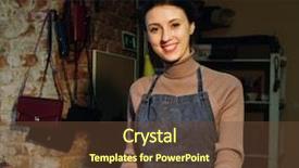  Presentation with studio analoge tapes - Audience pleasing presentation design consisting of woman works in a bag backdrop and a tawny brown colored foreground