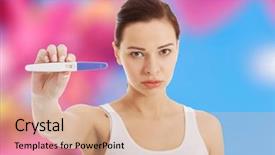  Presentation with sadness - Colorful PPT theme enhanced with woman worrying because backdrop and a coral colored foreground