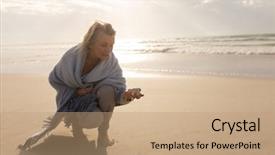  Presentation with active seniors senior e - Beautiful theme featuring woman wrapped in a shawl backdrop and a coral colored foreground