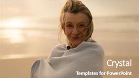  Presentation with beach - PPT layouts with woman wrapped in a shawl background and a coral colored foreground