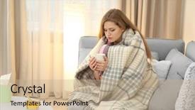  Presentation with bowl - Slides with woman wrapped in warm blanket background and a coral colored foreground