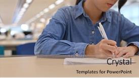  Presentation with japanese write - Presentation theme with woman write on the paper background and a coral colored foreground