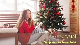  Presentation with writing notes - Presentation theme enhanced with woman-writing-christmas-wishes background and a violet colored foreground