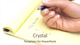  Presentation with prospect list - Cool new theme with woman writing list of tasks backdrop and a cream colored foreground