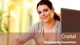  Presentation with writing notes - Beautiful slide deck featuring woman writing notes at home backdrop and a red colored foreground