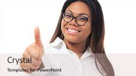  Presentation with afro - Presentation theme having woman yes - afro american businesswoman in glasses background and a soft green colored foreground