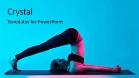  Presentation with yoga - Beautiful PPT theme featuring woman yoga exercices halasana plow pose backdrop and a light gray colored foreground