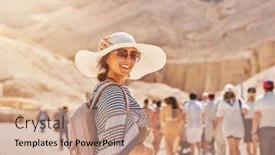  Presentation with kings - Presentation theme enhanced with woman-yourist-at-valley background and a coral colored foreground