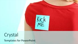  Presentation with post stick note - Presentation enhanced with woman's back closeup april background and a cool aqua colored foreground