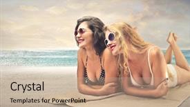  Presentation with beach - Theme having womans breast - beautiful girls lying background and a coral colored foreground