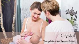  Presentation with breastfeeding - Amazing presentation theme having womans breast nipple - close-up of female looking backdrop and a lemonade colored foreground
