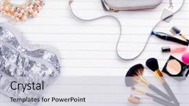  Presentation with blogger - Slide deck featuring woman's clothing and accessories background and a light gray colored foreground