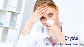  Presentation with young man and a woman - Presentation theme enhanced with womans diseases - young woman feeling unwell background and a  colored foreground