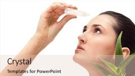  Presentation with medical therapy - PPT theme enhanced with woman's eye and dropper background and a lemonade colored foreground