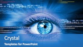  Presentation with cyber security eye - Presentation theme with woman's eye security background and a teal colored foreground