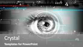  Presentation with cyber security eye - Slide set enhanced with woman's eye security background and a gray colored foreground