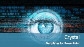  Presentation with cyber security eye - Colorful slide deck enhanced with woman's eye security backdrop and a teal colored foreground