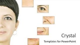  Presentation with aging skin - Slide deck having woman's face beauty concept background and a white colored foreground