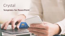  Presentation with payment - Audience pleasing presentation theme consisting of womans hand holding credit card backdrop and a lemonade colored foreground