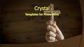  Presentation with crucifix - PPT layouts enhanced with woman's hands holding catholic crucifix background and a wine colored foreground