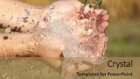  Presentation with water color hands - Audience pleasing PPT layouts consisting of woman's hands with water splash backdrop and a coral colored foreground