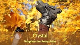  Presentation with golden yellow - Beautiful slide deck featuring castor wheel - womans leg in rollerblades backdrop and a tawny brown colored foreground