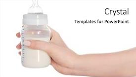  Presentation with baby bottle - PPT layouts having womans nipple - female hand holding a baby background and a white colored foreground