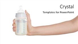  Presentation with baby bottle - Theme featuring womans nipple - female hand holding a baby background and a white colored foreground