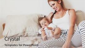  Presentation with loving mom - PPT layouts featuring womans nipple - portrait of beautiful loving mom background and a soft green colored foreground