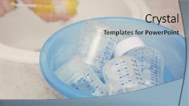  Presentation with baby in womb - Amazing theme having womans nipple - woman hands washing baby bottles backdrop and a soft green colored foreground