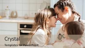  Presentation with lactation young woman breastfeeding - Colorful presentation theme enhanced with womans nipple - young woman hugging her daughters backdrop and a  colored foreground