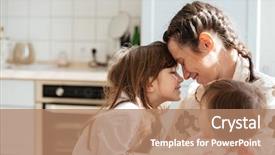  Presentation with kitchen - Theme with womans nipple - young woman hugging her daughters background and a coral colored foreground