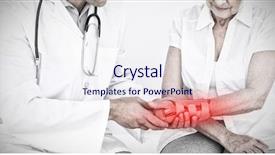  Presentation with physiotherapist - Cool new presentation theme with womans wrist against highlighted pain backdrop and a sky blue colored foreground