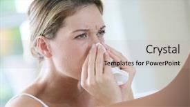  Presentation with allergy - Amazing slides having womanwith allergy blowing her nose backdrop and a coral colored foreground