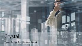  Presentation with talk - Cool new PPT theme with women - businesswoman having talk backdrop and a light gray colored foreground