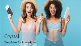  Presentation with african american women - Cool new theme with women 20s wearing straw hats backdrop and a light blue colored foreground