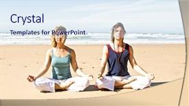  Presentation with anatomy - PPT theme enhanced with women anatomy - couple meditating at the beach background and a  colored foreground