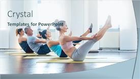  Presentation with class - Theme enhanced with women-and-men-having background and a sky blue colored foreground