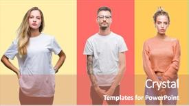  Presentation with people collage - Theme enhanced with women and men over colorful background and a coral colored foreground