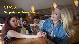  Presentation with wrestling - Beautiful PPT theme featuring women-arm-wrestling-and-men backdrop and a tawny brown colored foreground