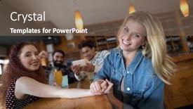  Presentation with wrestling - Audience pleasing slide deck consisting of women-arm-wrestling-and-men backdrop and a violet colored foreground