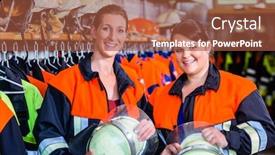  Presentation with fire women - Colorful presentation enhanced with women-as-fire-fighters backdrop and a red colored foreground
