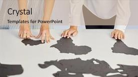  Presentation with world map puzzle - Cool new presentation with women assemble world map puzzle backdrop and a soft green colored foreground