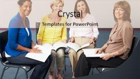  Presentation with club - Audience pleasing slide deck consisting of women at book club backdrop and a soft green colored foreground