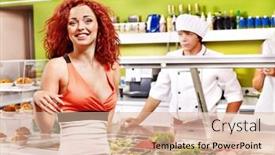  Presentation with cafeteria - Theme enhanced with women-at-cafeteria-buying-food background and a lemonade colored foreground